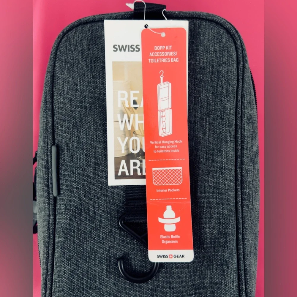 SWISS GEAR - The Vertical Fully Lined Hanging Toiletry Bag - Dark Gray. NWT